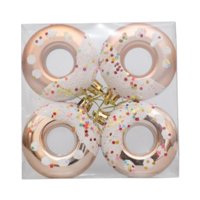 Bothyi - 4 Colgantes De Bolas De Donut Para Árbol De Navidad De 7 Cm De Diámetro Para Decoración Navideña Color Champán