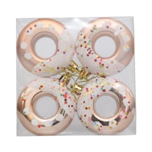 Bothyi - 4 Colgantes De Bolas De Donut Para Árbol De Navidad De 7 Cm De Diámetro Para Decoración Navideña Color Champán