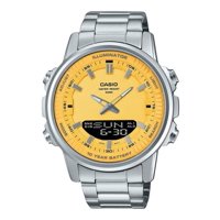 Casio - Reloj Análogo Digital , Acero Inoxidable, Dial Amarillo, Cuarzo - Amw-880D-9Av Para Hombre