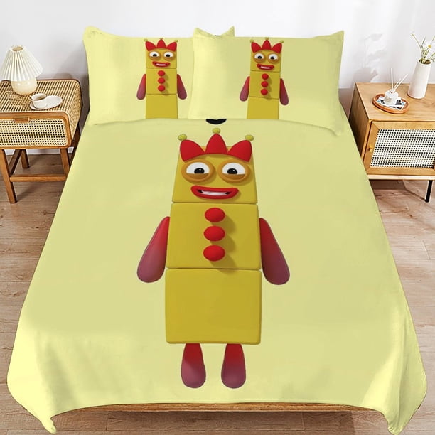 x463 Numberblocks Bed Duvet Cover Microfiber Bedding Sets 3D Printed Lightweight 3 Piece Comforter Sets, 1 Duvet Cover And 2 Pillow Shams for Kids Boys Girls 90"x90" jn463