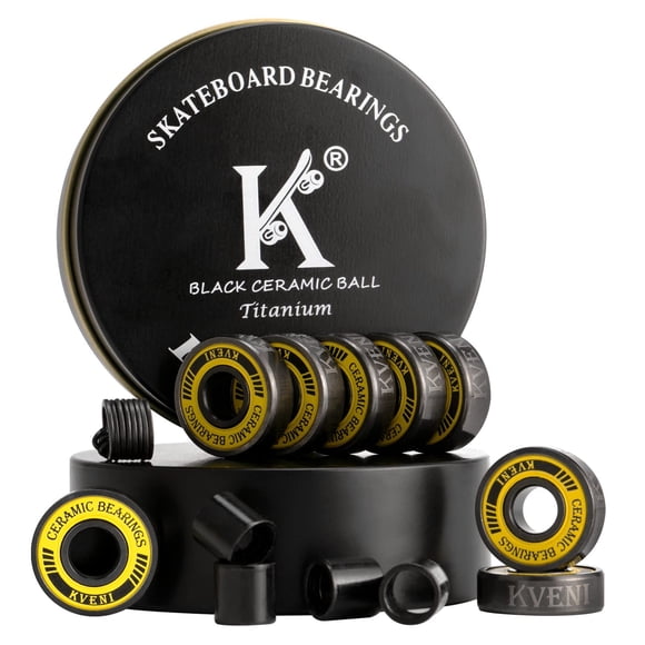 Rodamientos de skate KVENI 608rs de cerámica negra ABEC-11 (paquete de 8)