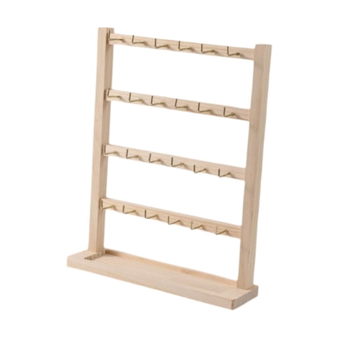 Magideal - Expositor De Pendientes, Organizador De Joyas, Expositor De Pendientes De Madera De Varios Niveles, Soporte Para Anillos, Collares Y Encimeras. 4 Ganchos De 24 Niveles