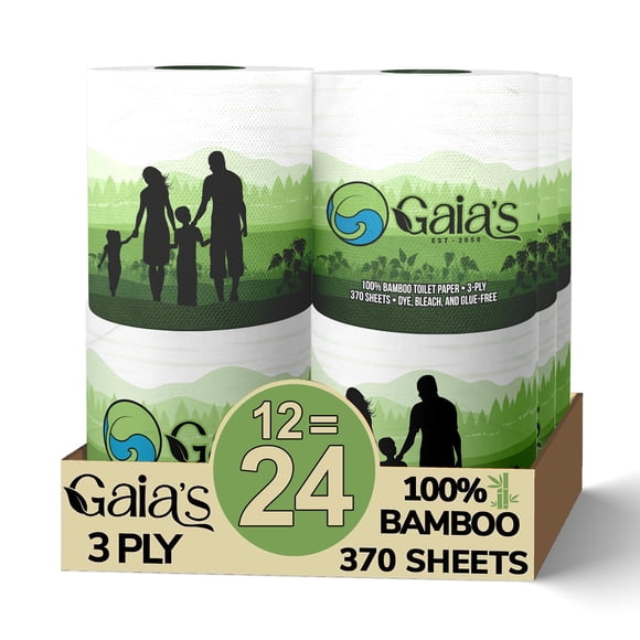 Papel higiénico GAIA'S Premium de bambú orgánico, 12 mega rollos