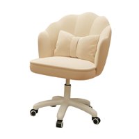 Magideal - Silla De Oficina Giratoria De Terciopelo, Cómoda Y Ajustable, Con Ruedas, Moderna. Beige