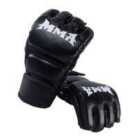 Ioensy - Guantes De Boxeo Medio Dedo Palmas Abiertas Para Grappling Sparring Adulto Unisex Negro