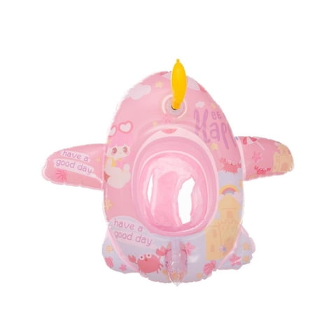 Babyluna - Flotador Con Asiento Modelo Avión Con Inflador Rosado