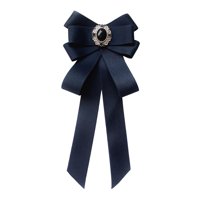 Magideal - Broche De Cinta Con Lazo Preatado Para Mujer, Con Para Mujer Y Niña, Pajarita Elegante Para Accesorios De Disfraces, Blusa De Fiesta De Azul Marino