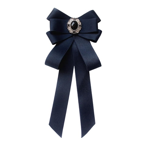 Magideal - Broche De Cinta Con Lazo Preatado Para Mujer, Con Para Mujer Y Niña, Pajarita Elegante Para Accesorios De Disfraces, Blusa De Fiesta De Azul Marino