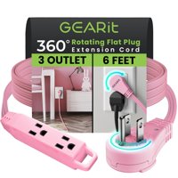 Extensión Gearit 3 Enchufes 1.8M Enchufe Plano Giratorio 360° Rosa