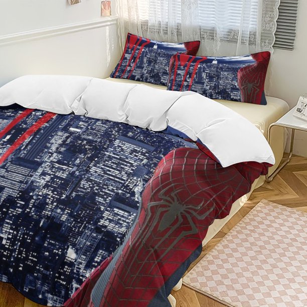 Spider-Man 3-Piece Twin Bed Set - Includes 1 Single Quilt And 2 Pillow Cases Bedding - Fade Resistant Microfiber - Spider