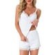 thumbnail image 1 of Conjuntos de pijama sin mangas de encaje para mujeres INSPIRE CHIC, conjunto de lencería con tirantes de espagueti y pantalones cortos XL en blanco, 1 of 3