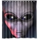 thumbnail image 1 of Cortina de ducha con diseño de cara de extraterrestre marciano y ojos en primer plano, con ganchos, tamaño 66 x 72 pulgadas, 1 of 3