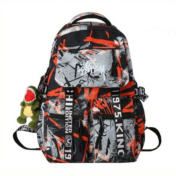 Get Trendy with our 1pc Large Capacity Street Graffiti Backpack - Perfect for Students and Casual Daypacks!