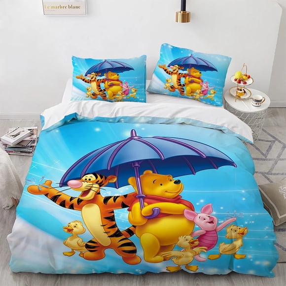 v1628 Bed Sheets Winnie The Pooh Bed Linen Set With Pillowcases,Baby Bedding Set Duvet Cover for Children Girls Boys Decorative Duvet Cover 3-Piece Bedding Set (1 Duvet Cover + 2 Pillow Shams) Bed She