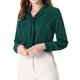 thumbnail image 5 of INSPIRE CHIC Blusas de Mujer de Manga Larga Chiffon Plisado con Lazo en el Cuello Camisa de Oficina XS Verde Oscuro, 5 of 8