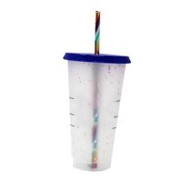 Magideal - Vaso Que Cambia Color, Vaso De Plástico Reutilizable Para Agua Helada Con Tapa Y Vaso De Fría Con Para Niños Adultos