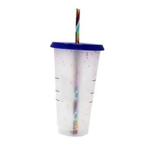 Magideal - Vaso Que Cambia Color, Vaso De Plástico Reutilizable Para Agua Helada Con Tapa Y Vaso De Fría Con Para Niños Adultos