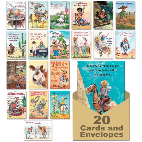 Tarjetas de felicitación Leanin' Tree Western Chuckles, 20 surtidas