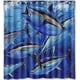 thumbnail image 1 of Cortina de ducha de atún azul popular, juego de cortina de baño con ganchos, tamaño 66 x 72 pulgadas, 1 of 3