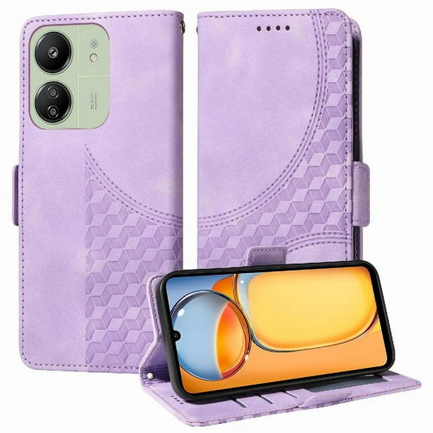 Carcasa FOXDOCK Xiaomi Redmi 13C 4G de cuero PU, diseño acolchado clásico, protección contra caídas y rayones