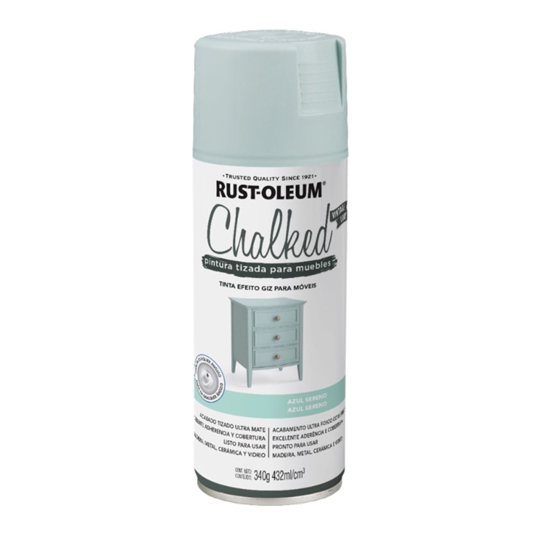 Rust Oleum - Pintura En Aerosol Chalked Tizada 340grs Azul Sereno