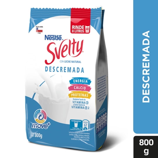 Leche En Polvo Descremada Bolsa 800 g Svelty