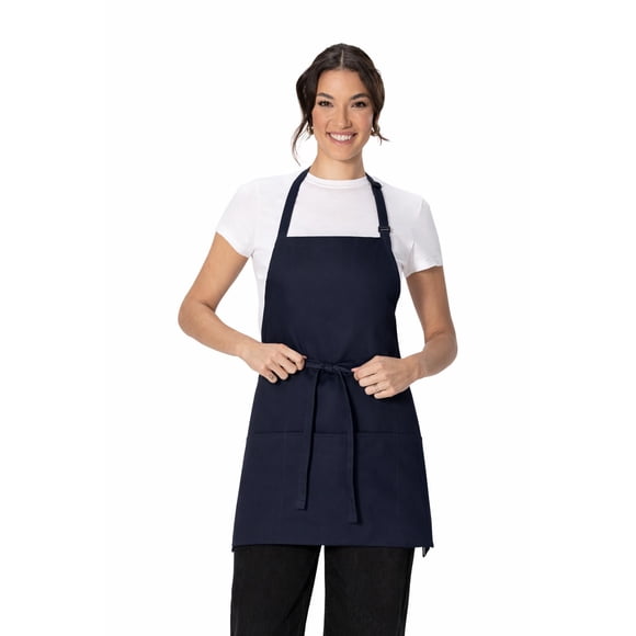 Delantal Chef Works Unisex Azul Marino con Tres Bolsillos Talla Única
