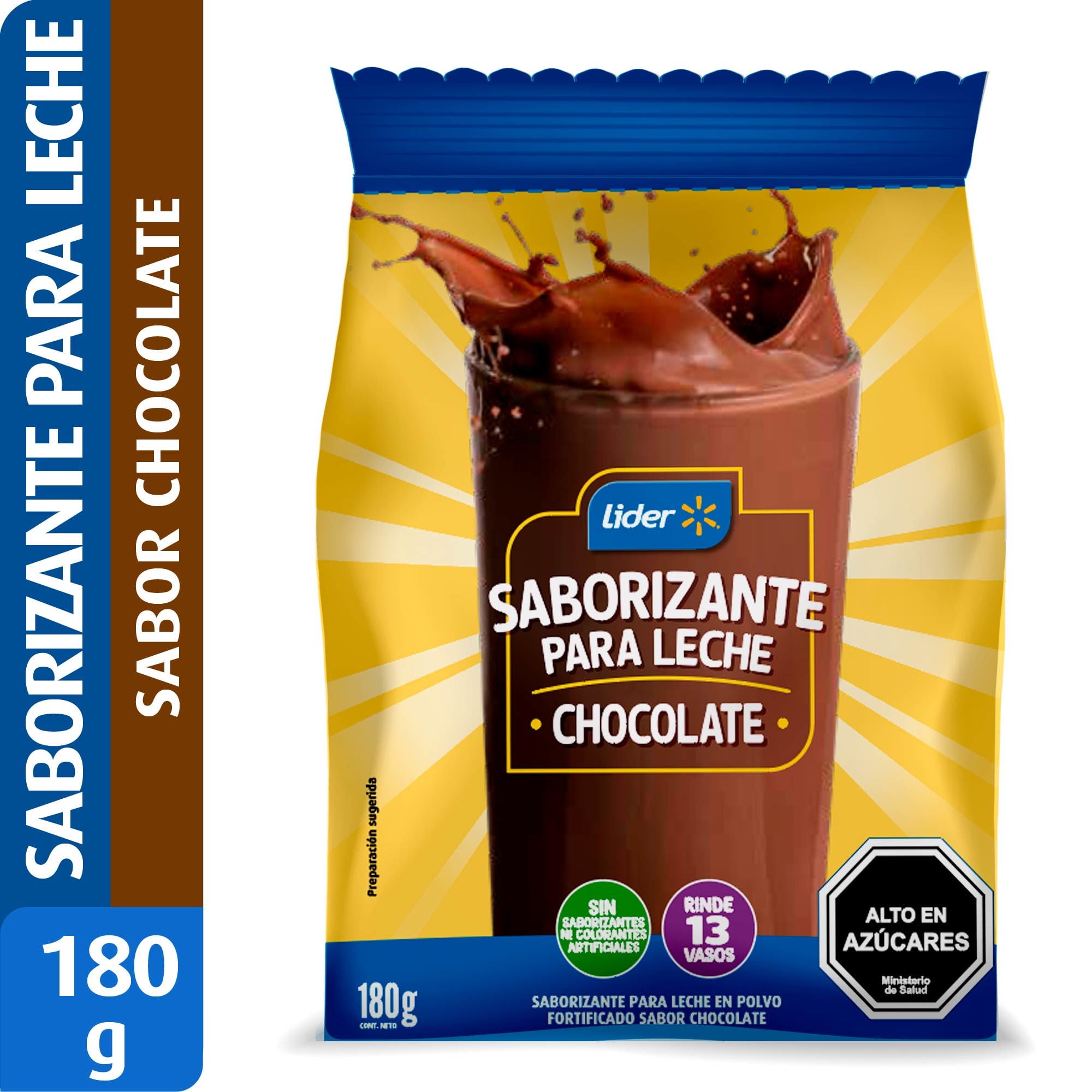 Saborizante Para Leche En Polvo Fortificado Sabor Chocolate 180 g Lider