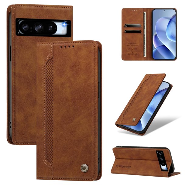 Funda Billetera para Google Pixel 8 Pro Imán y Resistente Marrón