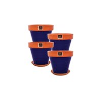 Mestiza - Set De 4 Maceta Kony 15Cm Terra Cobalto Y Sus Platos