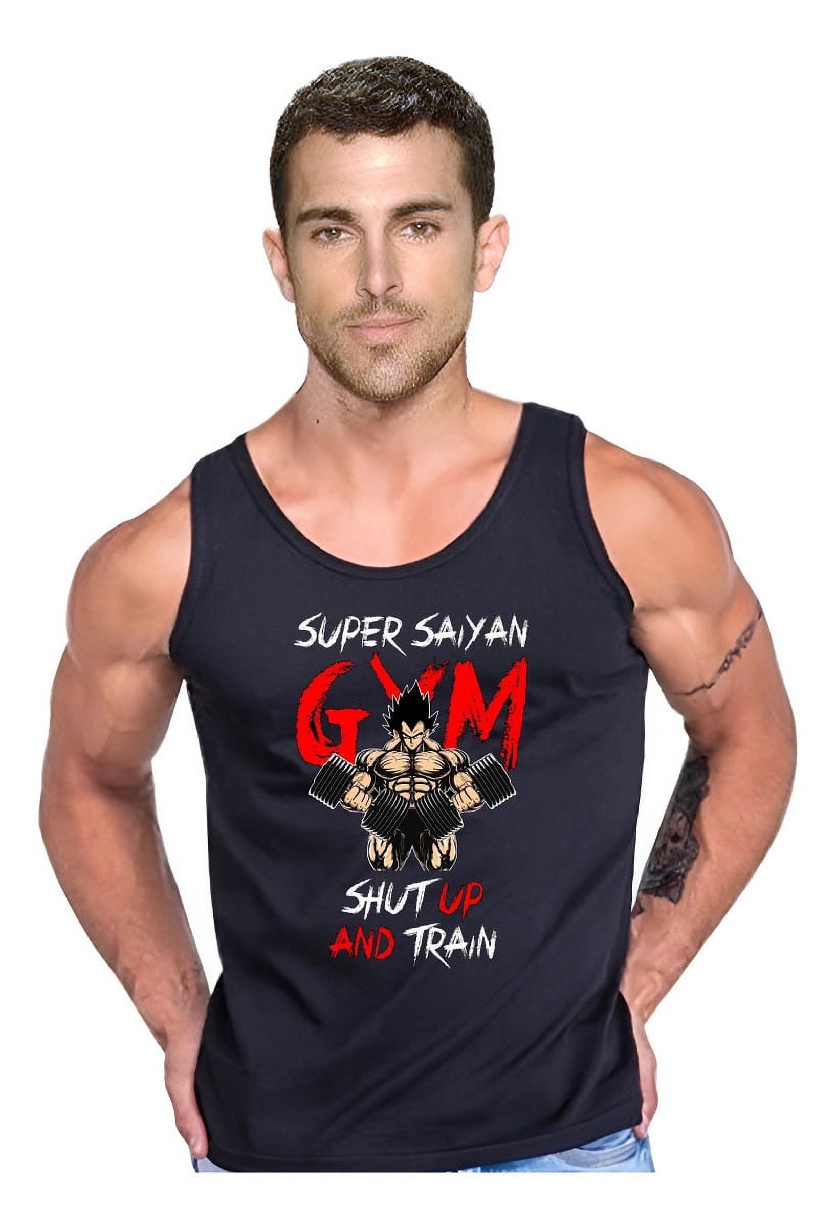 Persodesign - Polera Super Saiyan Gym Musculosa Tank Talla L Negro Hombre