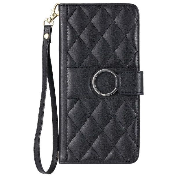 Funda Acolchada con Anilla y Correa para Samsung Galaxy S21 FE Slots para Tarjetas Negro