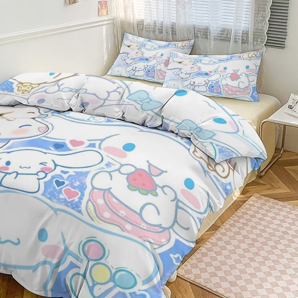 Cute Cinnamoroll Cartoon Duvet Cover Set Bedding Set 1 Duvet Cover And 2 Pillowcases 3D Cartoon Dog Printed Comfortable And Ultra Soft Bed Set Room Decor for Bedroom