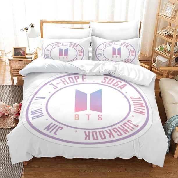 BTS Bangtan Boys Quilt Duvet Cover Set Queen Home Textiles Pillowcase 3-Piece Bedding Set