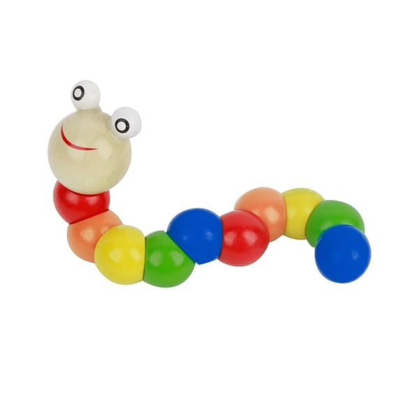 Cuncuna Flexible Juguete Madera Gusano Didactico Sensorial