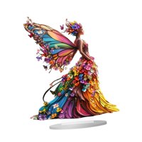 Magideal - Adorno De Hada Y Mariposa De Acrílico 2D, Letrero Plano, Ideal Para Bricolaje, Regalo Creativo, Decoración De Escritorio Con Base Para El Rincón De Va