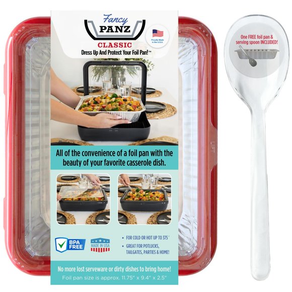 Bandeja para servir Fancy Panz Classic con bandeja de aluminio y cuchara, color rojo