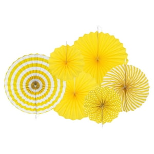 Decoración Uxcell Set Abanicos De Papel Colgantes Amarillo 6 Piezas
