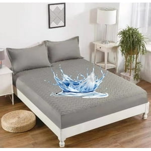 Aladdins Shop - Cubrecolchon Forro Impermeable Para Cama King Color Gris