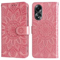 Funda Tipo Cartera Foxdock Para Oppo A58 4G , Diseño Girasol En Relieve, Cuero Pu, Cierre Magnético, Soporte Y Tarjetero