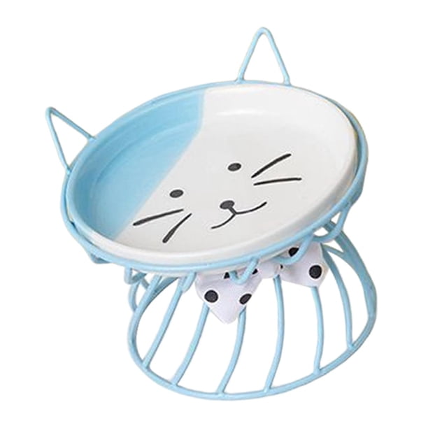 Cuenco De Cerámica Para Mascotas, Cuenco De Agua Para Comida De Mascotas, Comedero Elevado Para Gatos, Cuenco Para Perros Y Gatos, Azul