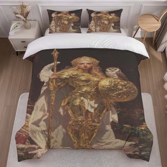 Athena Goddess Themed Bedding Set Duvet Cover and Pillowcase Set