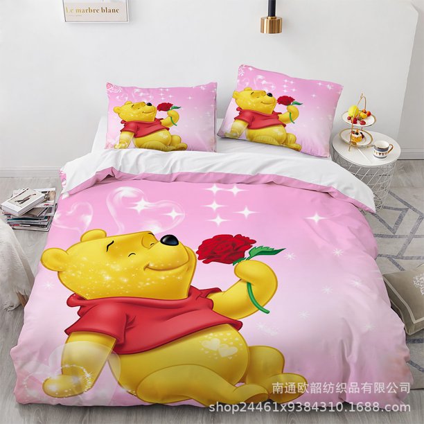 the Pooh Bear Bedding Sets Comforter Quilt Bed Cover Duvet Cover Pillow Case 2-3 Pieces Sets Kids Adult Size
