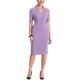 thumbnail image 2 of INSPIRE CHIC Vestido de Tubo para Mujer con Cuello en V, Mangas Cortas, Ajustado para el Trabajo, Midi, Violeta XL, 2 of 5