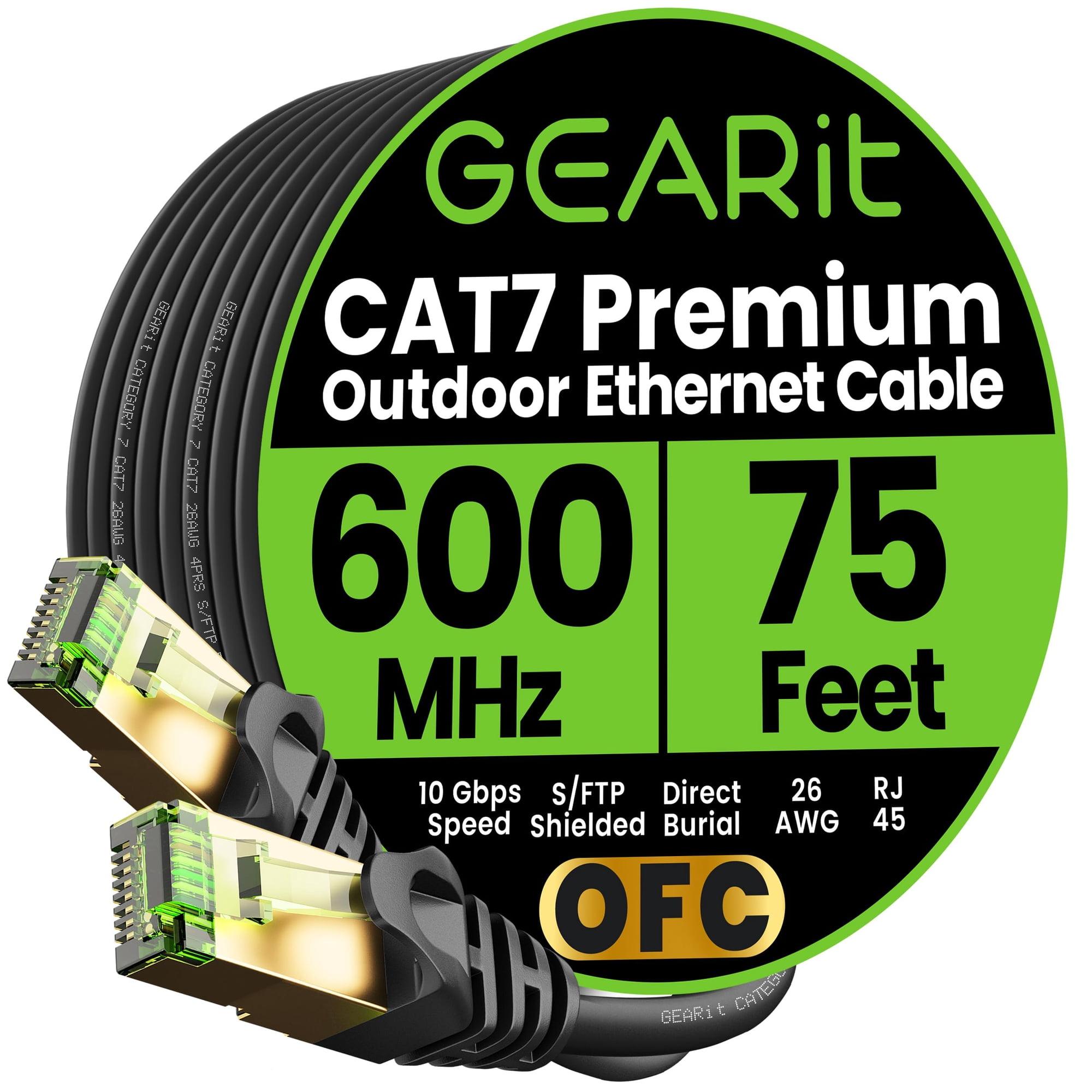 Cable Ethernet Gearit Cat7 Outdoor, 23 M, Sftp, 10 Gbps, Resistente Al Agua