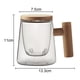 thumbnail image 2 of Taza de té de vidrio con infusor y tapa, taza de té, taza de café de vidrio con mango de madera, taza de café de boca ancha, taza de gran capacidad, 2 of 5