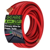 Wire Gearit, Cobre Sin Oxígeno, Calibre 4, Ofc, 25 Pies, Rojo Translúcido