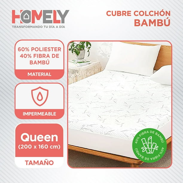 Cubre Colchon Bambu Cobertor Impermeable Queen Lider