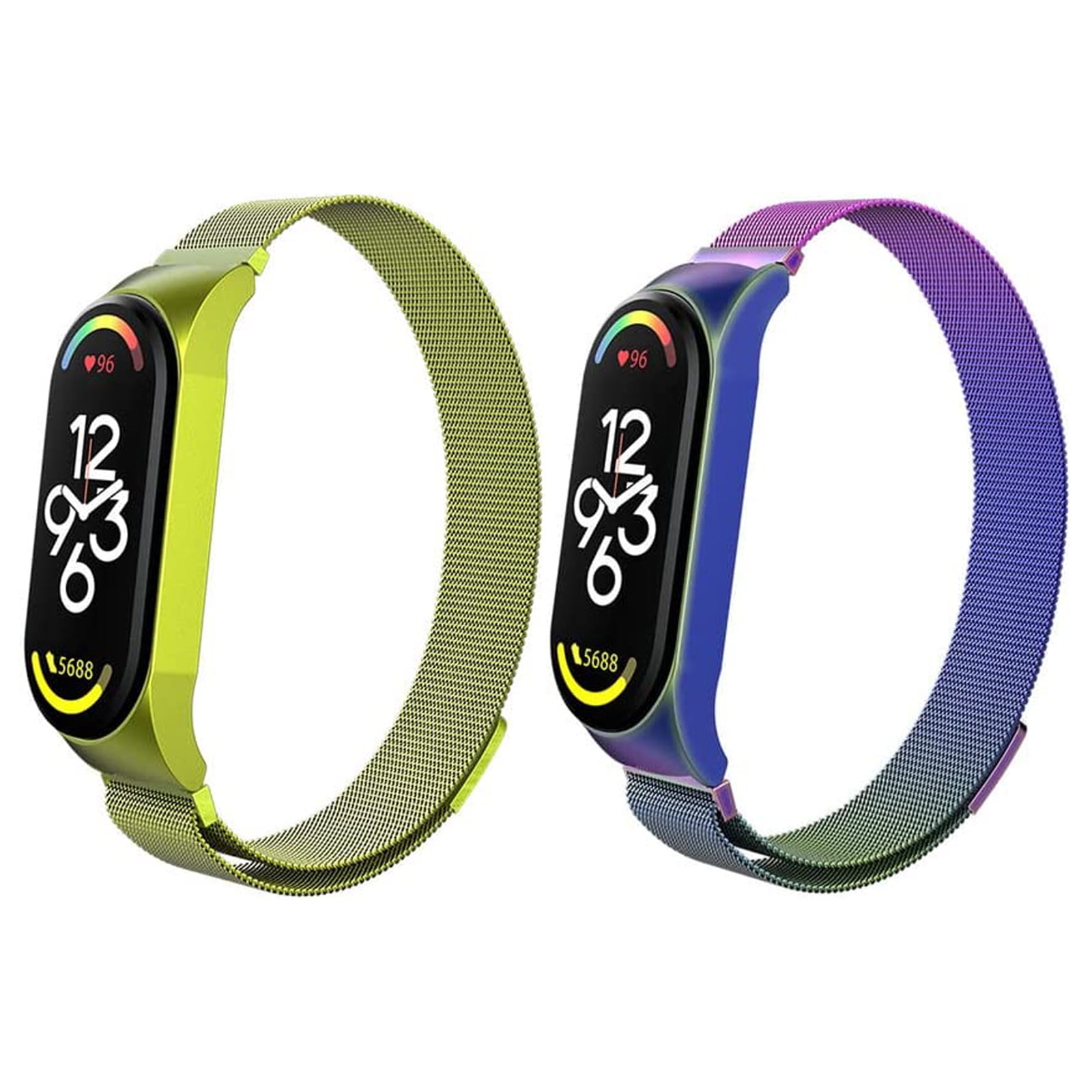Genérico - Juego De 2 Correas Magnéticas De Metal Para Mi Band 7 6 5 4 3, Pulseras De Reloj Inteligente De Acero Inoxidable Ajustables