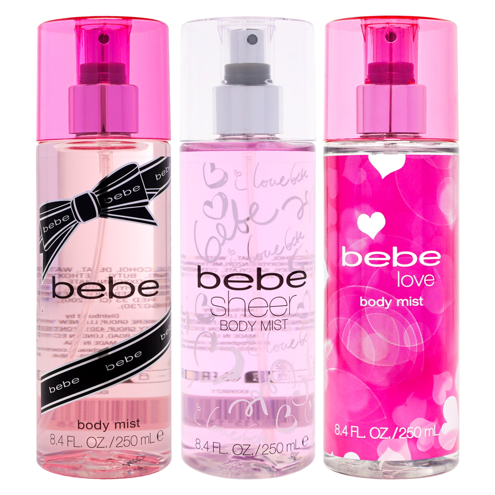 Set De Perfumes Bebe Love, Bebe Silver Y Bebe Sheer Spray Corporal 250ml Mujer